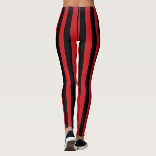 Verticale rode en zwarte strepen leggings (Achterkant)