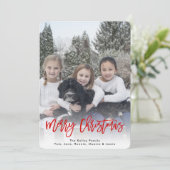 Verticale rode foto met kerstpenseel feestdagenkaart (Staand voorkant)