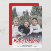 Verticale rode foto met kerstpenseel feestdagenkaart (Voorkant / Achterkant)