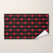 Verticale rode hartkoordjes op zwart bad handdoek (Handdoek)