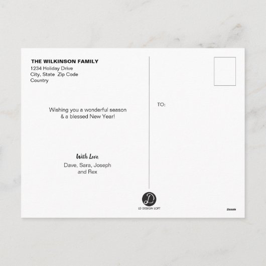 Verticale Rode Kerstmis Fotocollage Feestdagenkaart (Achterkant)