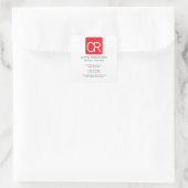 Verticale rode streep witte professionele effen vierkante sticker (Tas)