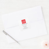 Verticale rode streep witte professionele effen vierkante sticker (Envelop)