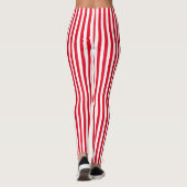 Verticale rode witte kandycanband Stripe Leggings (Achterkant)