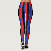 Verticale rode, zwarte en blauwe strepen leggings (Achterkant)