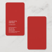 Verticale Rood Trendy Minimalist Eenvoudig legant Visitekaartje (Voorkant / Achterkant)