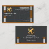 Verticale routelijnen zwarte wereldwijde logistiek visitekaartje (Voorkant / Achterkant)