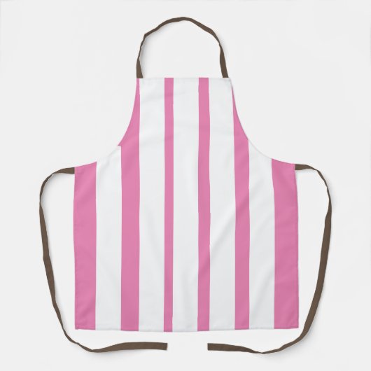 Verticale roze en witte strepen schort (Voorkant)