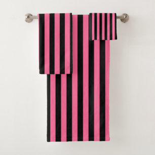 Verticale roze en zwarte strepen bad handdoek