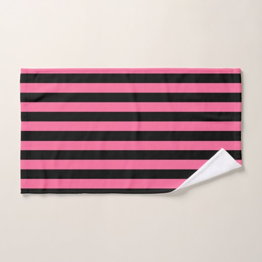 Verticale roze en zwarte strepen bad handdoek (Handdoek)
