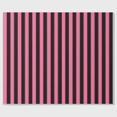 Verticale roze en zwarte strepen cadeaupapier (Vlak)