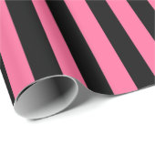 Verticale roze en zwarte strepen cadeaupapier (Rol Hoek)