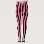 Verticale roze en zwarte strepen leggings<br><div class="desc">Abstracte digitale kunst van verticale roze en zwarte strepen</div>