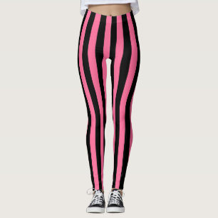 Verticale roze en zwarte strepen leggings