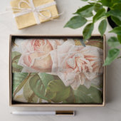 Verticale  roze gele rozen Botanische vogels Tissuepapier (Geschenk)