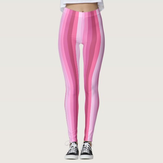 Verticale roze gradiënt stripe Patroon Leggings (Voorkant)