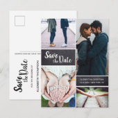 Verticale Save the Date Multi Foto Collage Aangepa Aankondigingskaart (Voorkant / Achterkant)
