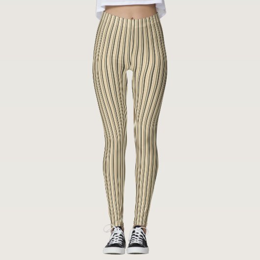 Verticale sepia-strepen leggings (Voorkant)