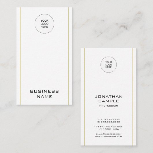 Verticale Sjabloon Moderne elegant Upload uw Logo Visitekaartje (Voorkant / Achterkant)