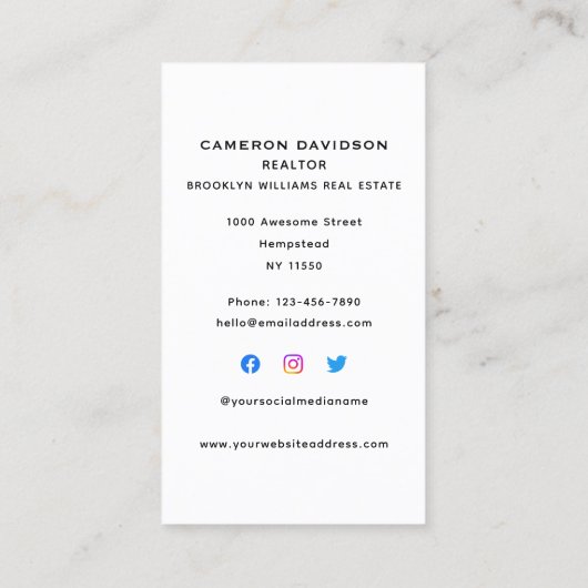 Verticale sociale media voor Estate Agent Realtor Visitekaartje (Achterkant)