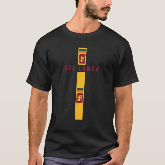 Verticale Sri Lanka Vlag tekst SRI LANKA in hoofds T-shirt (Voorkant)