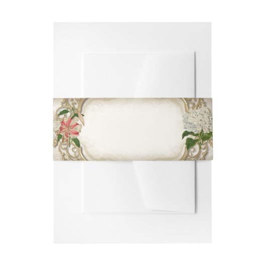 Verticale Stargazer Lily Taupe Kant Goud Uitnodigingen Wikkel (Voorkant Voorbeeld)