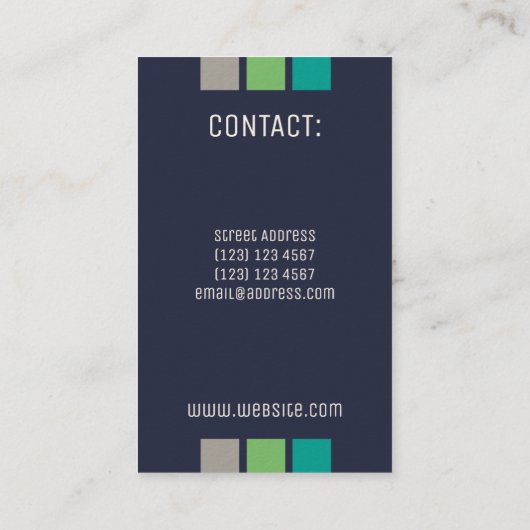 Verticale stijl met blauw van de initiaal visitekaartje (Achterkant)