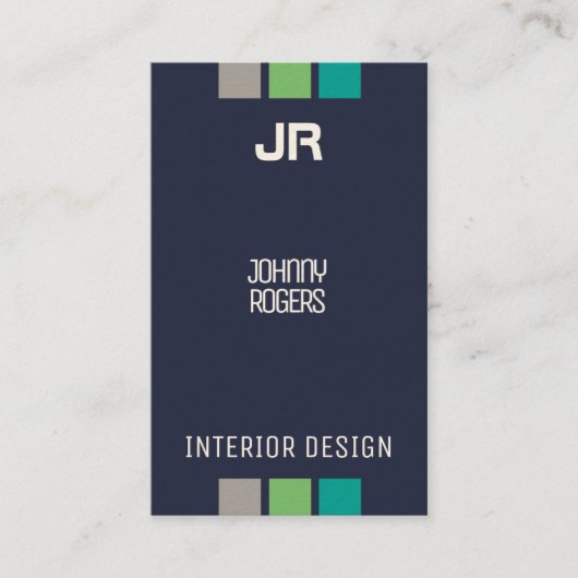 Verticale stijl met blauw van de initiaal visitekaartje (Voorkant)