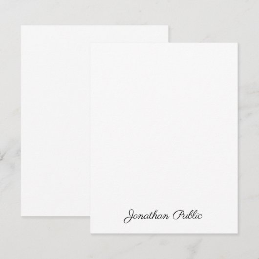 Verticale stijlvolle handscript tekst gepersonalis notitiekaartje (Voorkant / Achterkant)