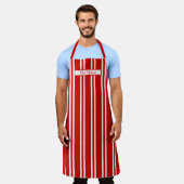 Verticale Streep #4 DIY Kleuren Rood Wit SV Schort (Gedragen)