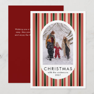 Verticale streepjes familie kerstfoto feestdagenkaart