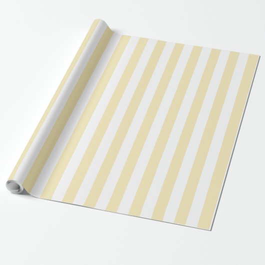 Verticale streeppatroon in botergeel en wit cadeaupapier (Uitgerold)