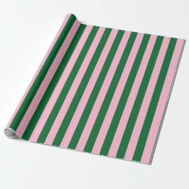 Verticale streeppatroon in roze en groen cadeaupapier