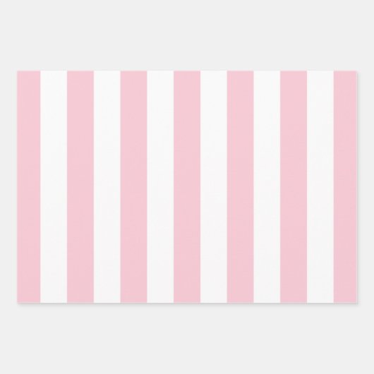 Verticale strepen Baby roze en witte strepen Inpakpapier Vel (Voorkant 3)