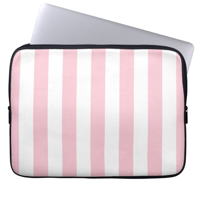 Verticale strepen Baby roze en witte strepen Laptop Sleeve (Voorkant)