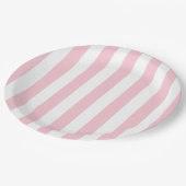 Verticale strepen Baby roze en witte strepen Papieren Bordje (Gekanteld)