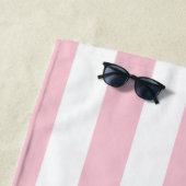 Verticale strepen Baby roze en witte strepen Strandlaken (In situ)