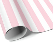 Verticale strepen babyroze en wit gestreept cadeaupapier (Rol Hoek)