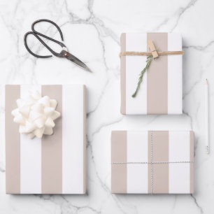 Verticale strepen beige en wit gestreept inpakpapier vel