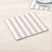 Verticale strepen beige en wit gestreept kartonnen onderzetters (Schuin)