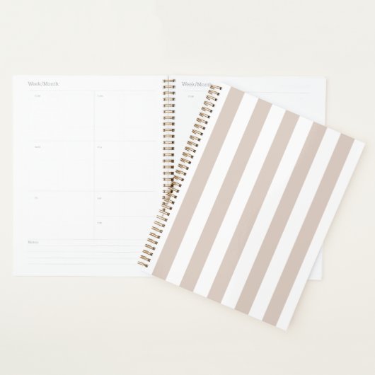Verticale strepen beige en wit gestreept planner (Display)
