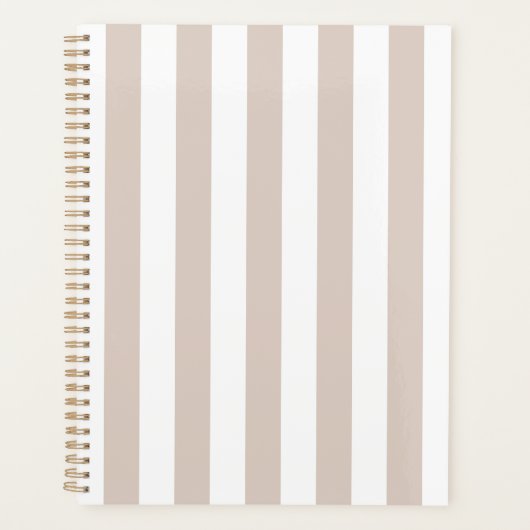 Verticale strepen beige en wit gestreept planner (Voorkant)