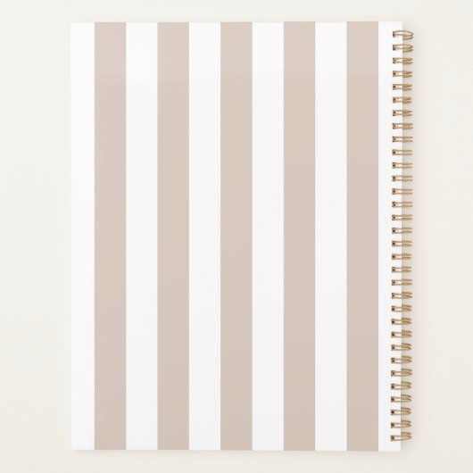 Verticale strepen beige en wit gestreept planner (Achterkant)