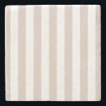 Verticale strepen beige en wit gestreept stenen onderzetter<br><div class="desc">Vertical Stripes - beige en wit gestreept patroon.</div>