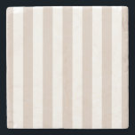 Verticale strepen beige en wit gestreept stenen onderzetter<br><div class="desc">Vertical Stripes - beige en wit gestreept patroon.</div>