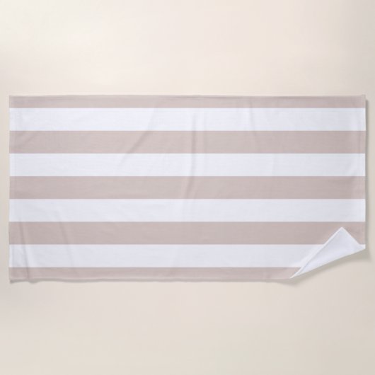 Verticale strepen beige en wit gestreept strandlaken (Voorkant)