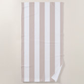 Verticale strepen beige en wit gestreept strandlaken (Voorkant)