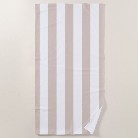Verticale strepen beige en wit gestreept strandlaken (Voorkant)