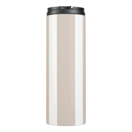 Verticale strepen beige en wit gestreept thermosbeker (Achterkant)