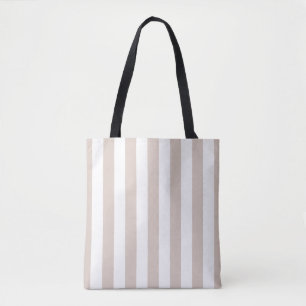 Verticale strepen beige en wit gestreept tote bag